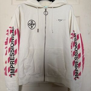 Off-White Diag Stencil Zip Up Hoodie